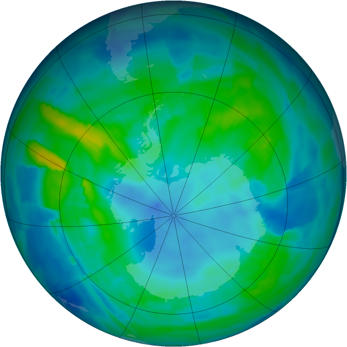 Antarctic ozone map for 26 April 2015